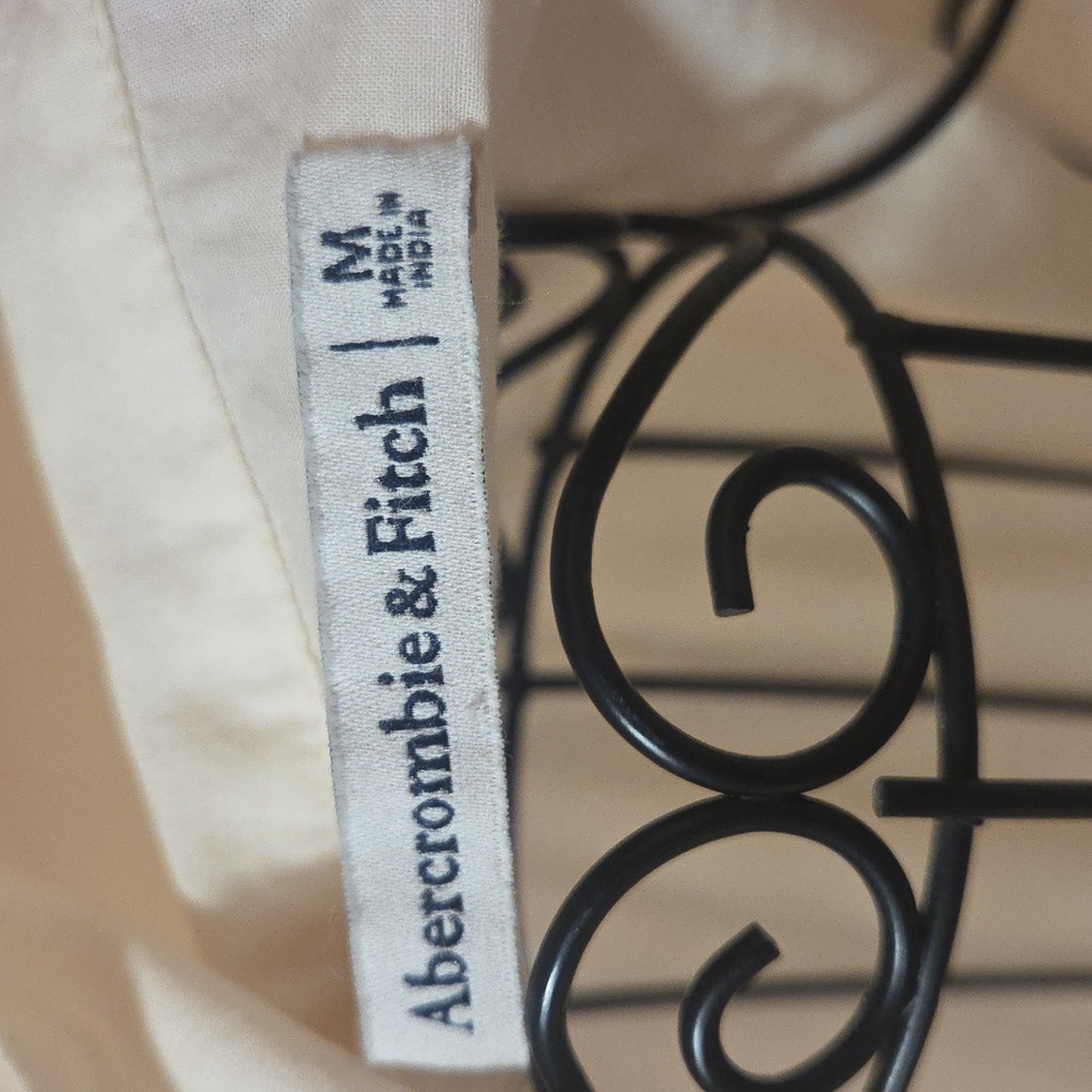 Abercrombie & Fitch Cotton Cream Button-Down Short Sleeve Shirt Size M - Picture 7 of 8